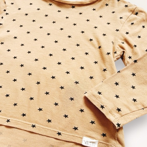 Gap Kids Toddler 100% Organic Cotton Brown Star Print Tunic Long Sleeve Top 3T - Picture 6 of 6